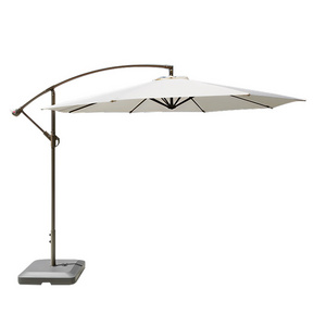 Customized LED outdoor garden umbrella sun shaded cantilever umbrella patio parasols banana umbrella with bases parts