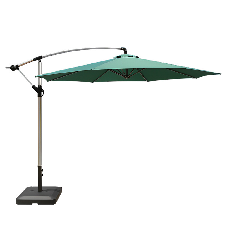 Customized LED outdoor garden umbrella sun shaded cantilever umbrella patio parasols banana umbrella with bases parts