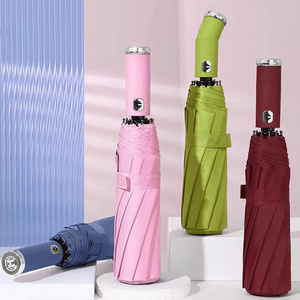 New design good quality three folding umbrella custom auto reverse umbrella with LED flashlight sunshade umbrella