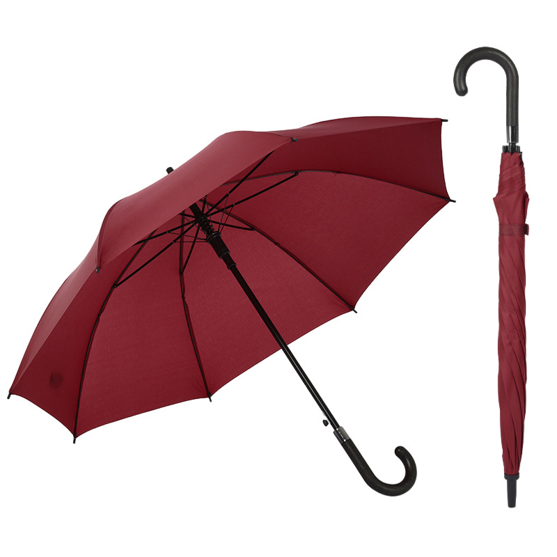 2023 Best selling promotion windproof straight umbrella big size reinforced straight handle curved hook umbrella