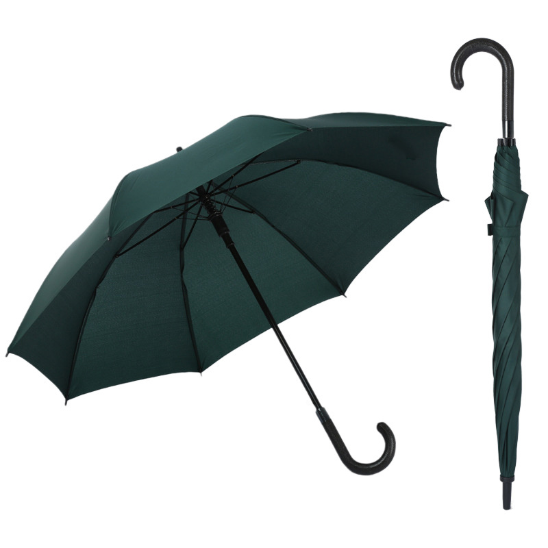 2023 Best selling promotion windproof straight umbrella big size reinforced straight handle curved hook umbrella