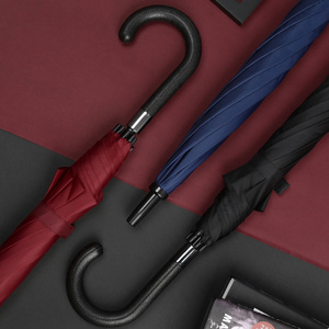 2023 Best selling promotion windproof straight umbrella big size reinforced straight handle curved hook umbrella