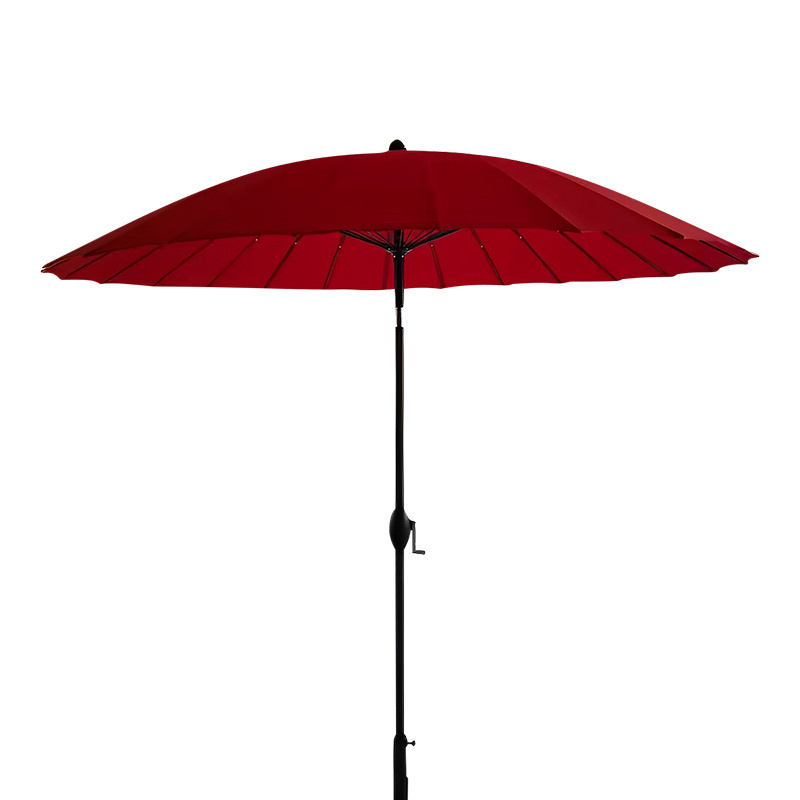 Hot selling Chinese elegant red patio parasol umbrella aluminum waterproof round villa umbrella