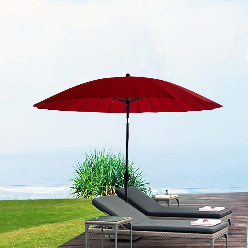 Hot selling Chinese elegant red patio parasol umbrella aluminum waterproof round villa umbrella