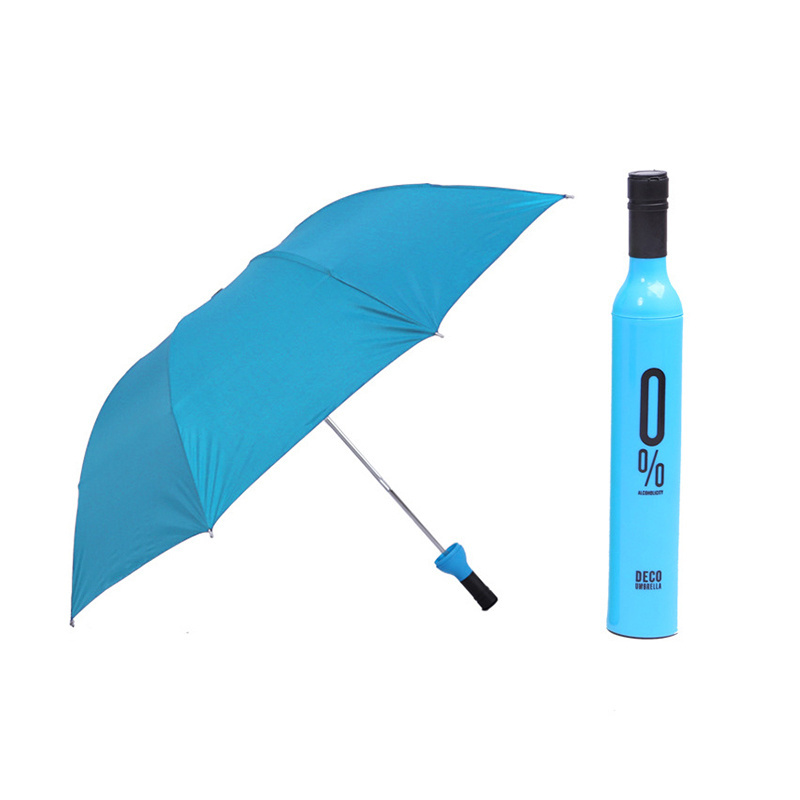 Custom advertise business gift promotion rainy 3 folding umbrella logo printing wine bottle umbrella