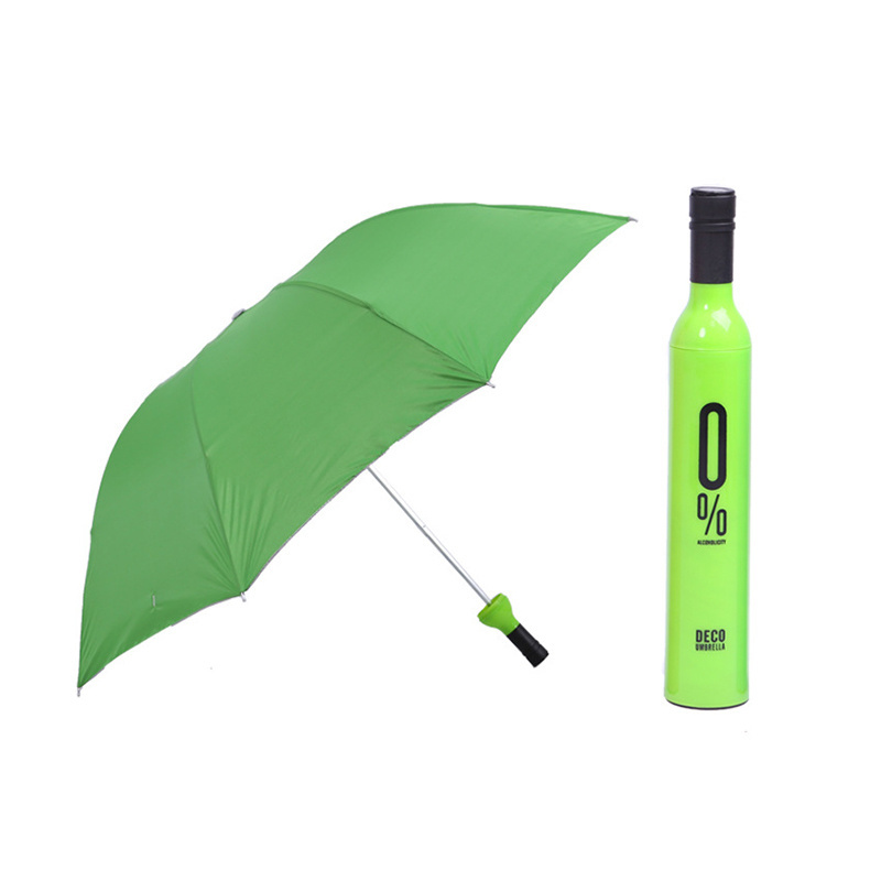 Custom advertise business gift promotion rainy 3 folding umbrella logo printing wine bottle umbrella