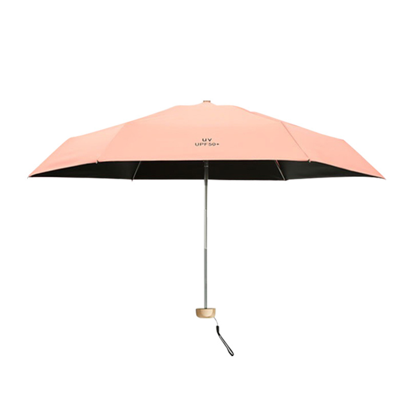 Ultra Light Mini Half Fold Umbrella Black Coating Sun Protection Umbrella Sunny Women's Bag Advertising Five Folding Umbrella