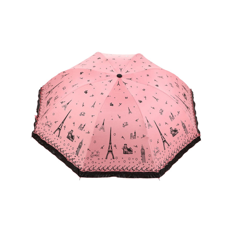 Black Gum Paris Tower UV Shield Sun Umbrella Clear Umbrella Candy Color Korean Version Princess Skirt Edge Sun Umbrella