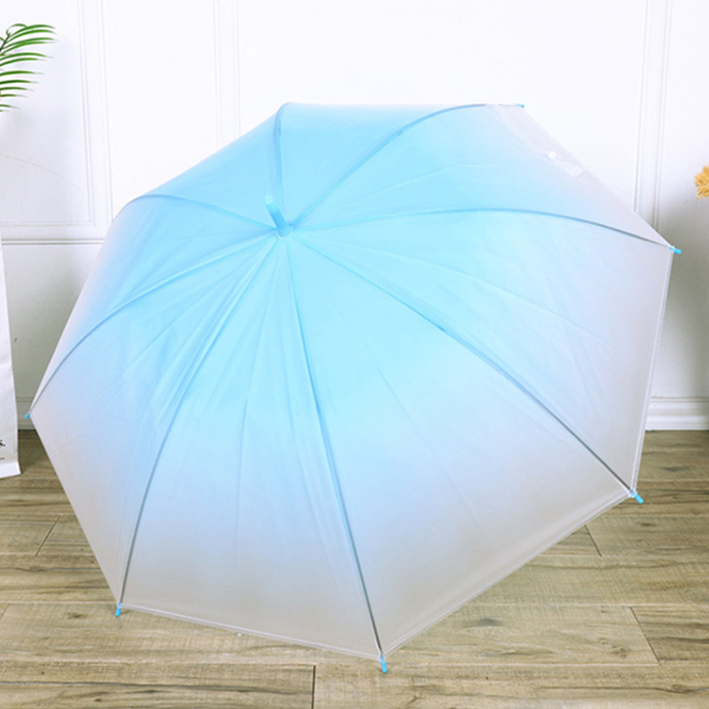 Small Fresh Long Handle Automatic Umbrella Creative Gradient Transparent  Environmental Protection Matching Rainbow Umbrella