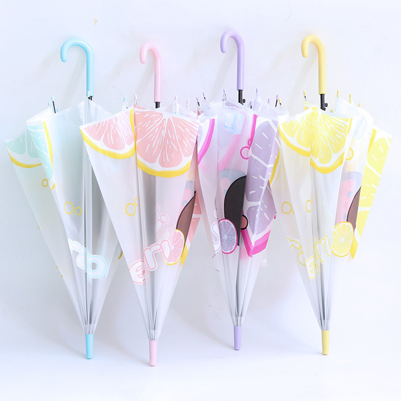 21 Inch EVA Frosted Color Printed Semi-Automatic Umbrella Cartoon Cute Frosted Straight Handle Umbrella