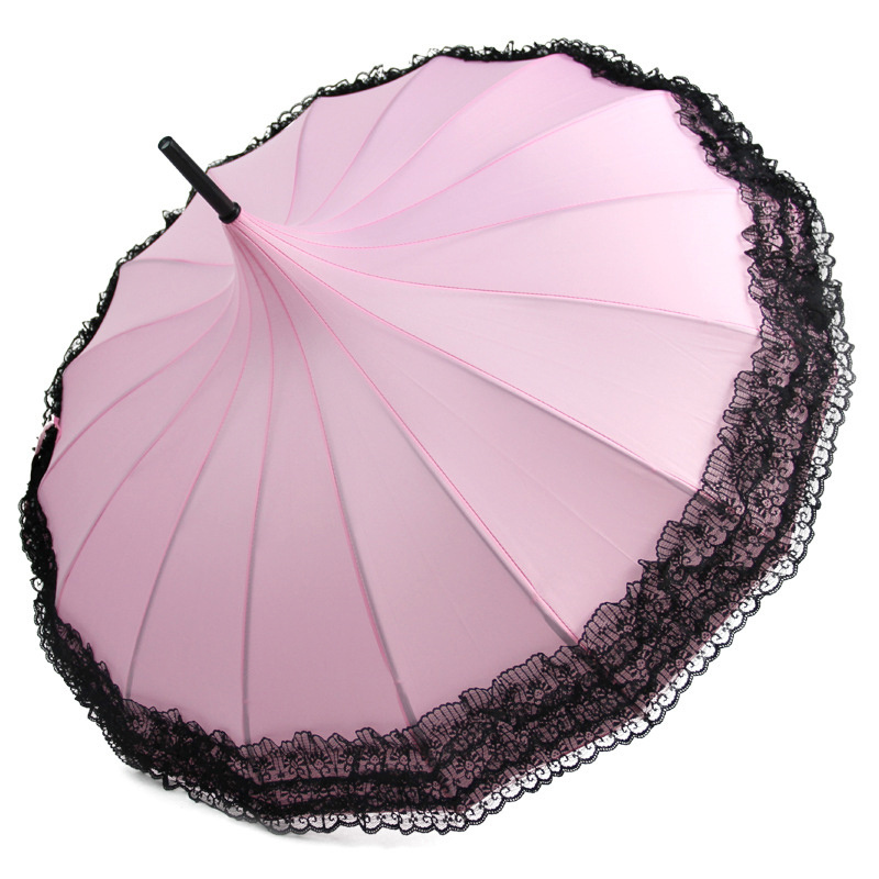 Spot creative photography props Korean princess palace umbrella wholesale 16K black lace pagoda umbrella