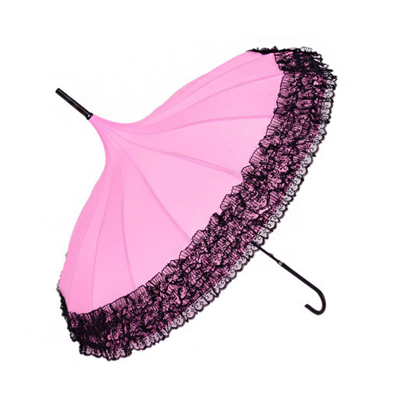 Spot wholesale 16K black lace pagoda umbrella creative photography props Korean princess palace umbrella