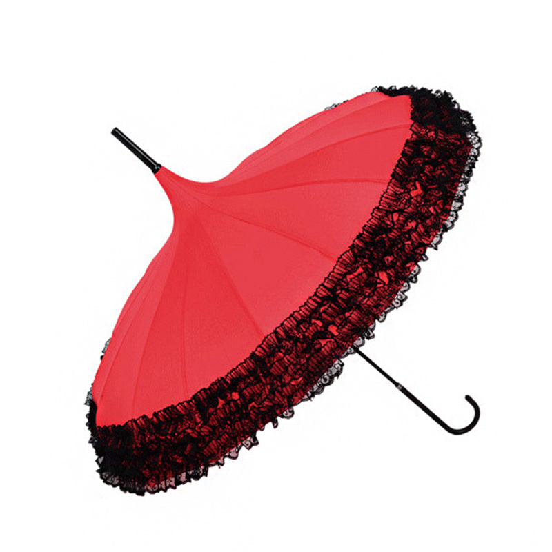 Spot wholesale 16K black lace pagoda umbrella creative photography props Korean princess palace umbrella