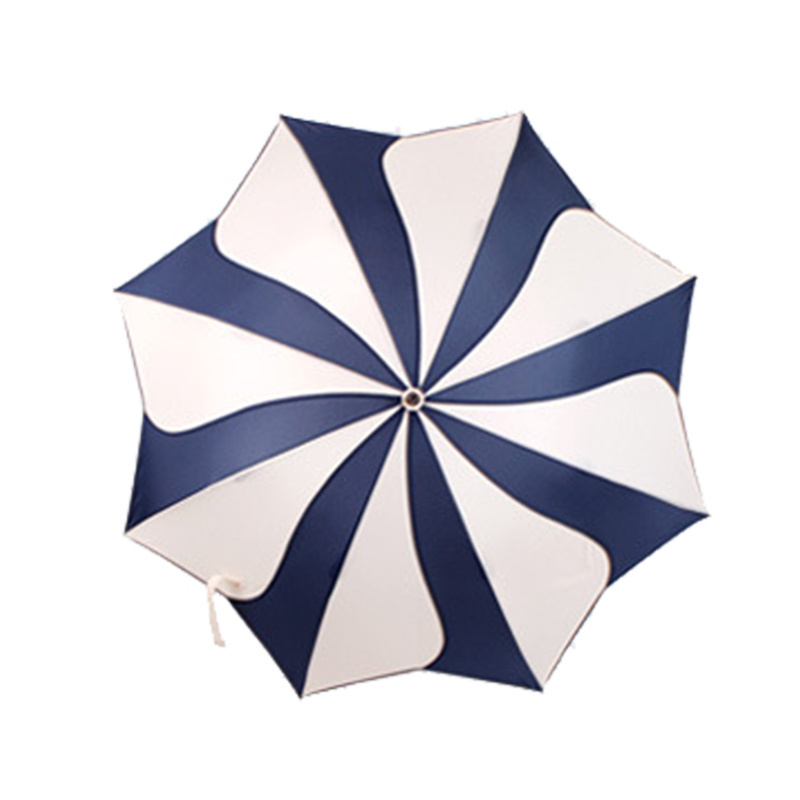 Creative and personalized automatic blue white long handle magnolia flower petal umbrella, rain and shine dual purpose umbrella