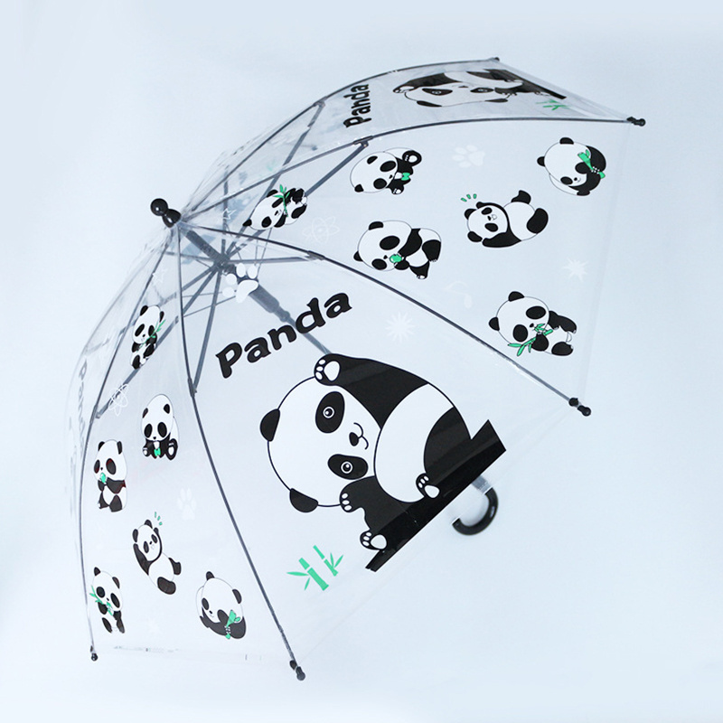 Children's Umbrella Adjustable Pattern Logo 19 inch Transparent Straight Rod Automatic POE Umbrella for Children