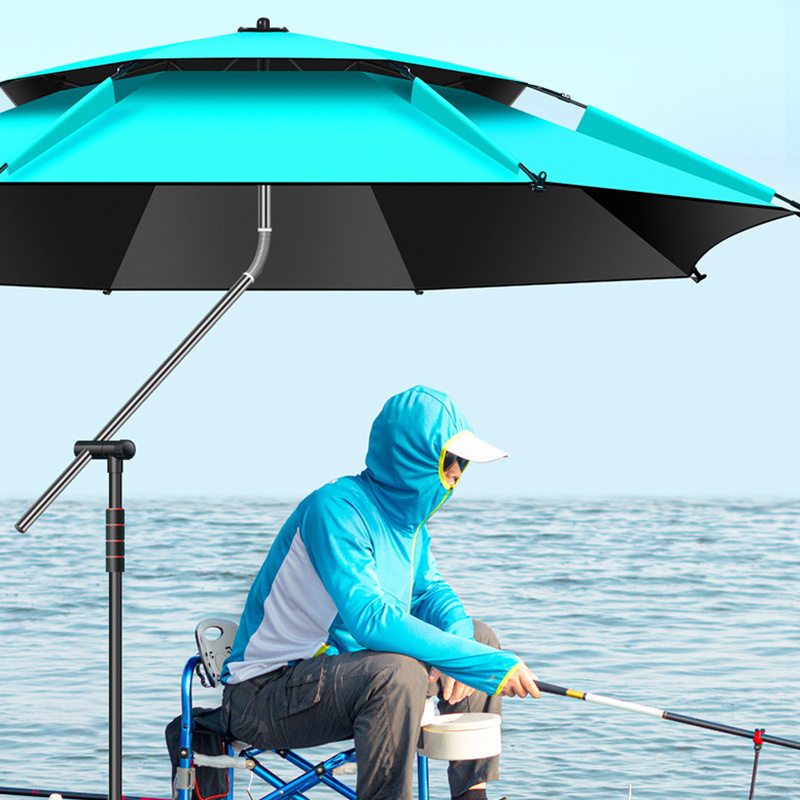 Wind resistant thickened black glue sunscreen portable rainstorm resistant fishing 360 universal adjustable cane umbrella