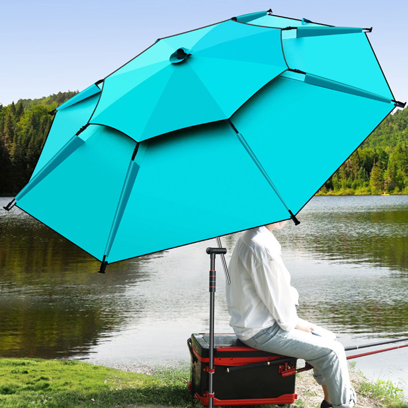 Wind resistant thickened black glue sunscreen portable rainstorm resistant fishing 360 universal adjustable cane umbrella