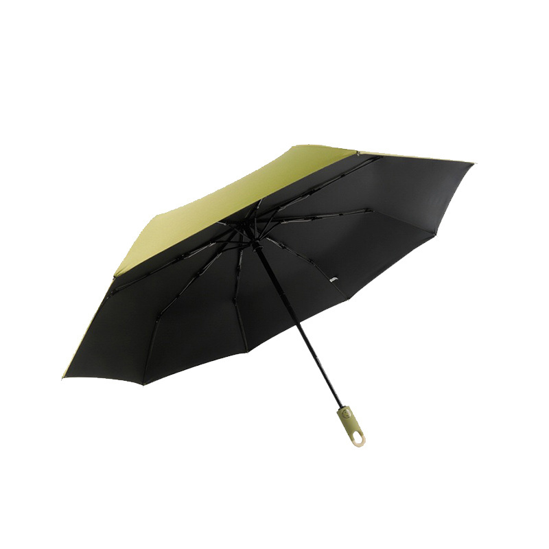 Strong Windproof Color Matching Lock Handle 3 Folding Portable Umbrella 8K UV Protection Umbrella for Sun