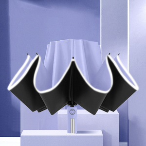 Wholesale of fully automatic reverse folding umbrellas for rain shine black rubber large students sun protection sun umbrellas