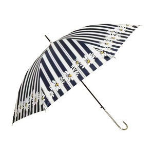 Japanese striped chamomile black glue gold hook UV sunshade clear umbrella straight bone long umbrella