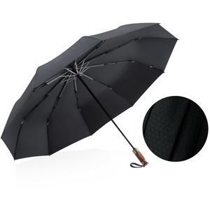 Customized Large Size Automatic Umbrella Luxury Foldable Umbrella Fiberglass Ribs Business Reinforced Travel Umbrella