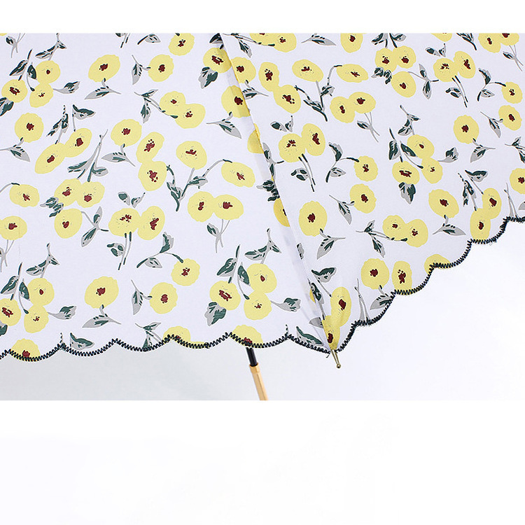 Customized Gold Curved Handle Straight Umbrella Light Weight Sunshade Umbrella Manual Open Embroidered Umbrella