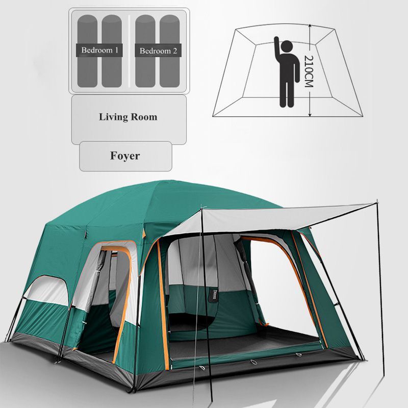 Customizable Size 2 Bedrooms 1 Living Room Outdoor Camping Tents Extra Large Waterproof Family Picnic Camping Foldable Tents