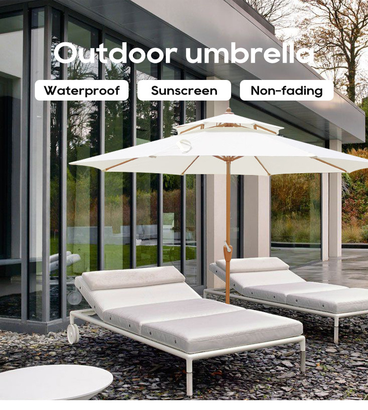 Double roof crank open outdoor garden umbrella large stall sun protection sunny courtyard cafe terrace sun umbrella