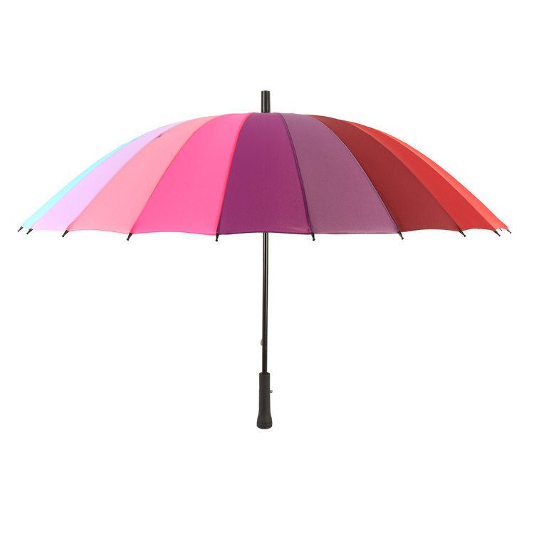 factory rainbow golf umbrella 16 ribs fashion design windproof customized logo  golf umbrella