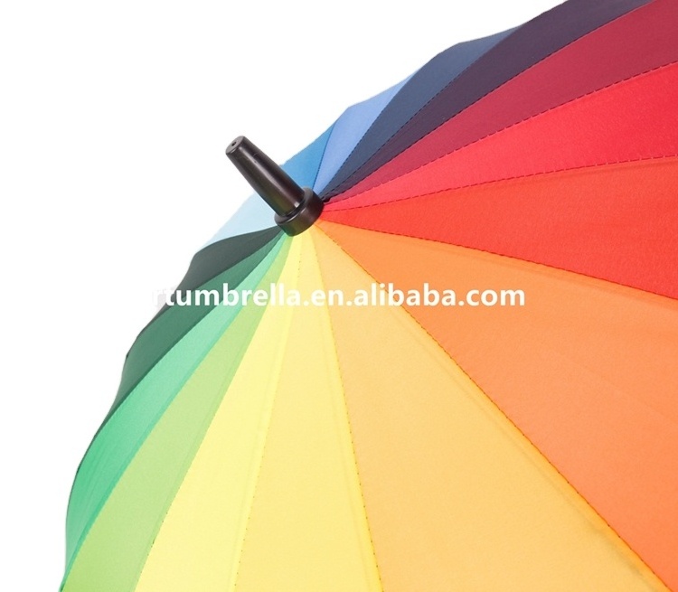 factory rainbow golf umbrella 16 ribs fashion design windproof customized logo  golf umbrella