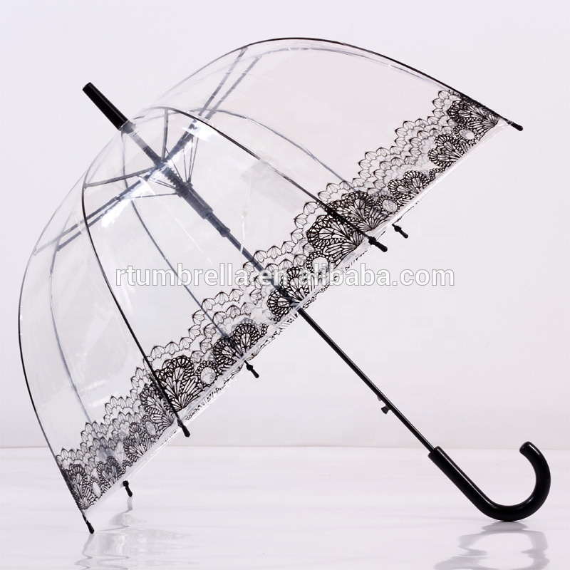 Creative design wholesale semi-auto mushroom dome shaped pvc transparent clear umbrellas