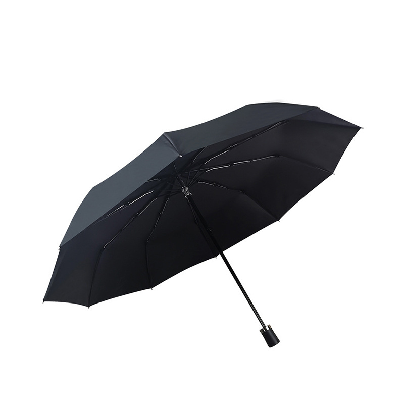 Fashion Business High-end Luxury Elegant 3 folding Umbrella Black Windproof Anti UV Automatic Men Fold Umbrella