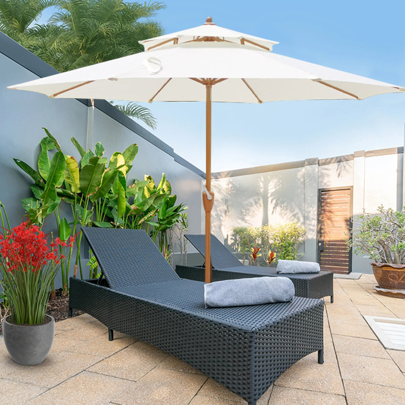 Double roof crank open outdoor garden umbrella large stall sun protection sunny courtyard cafe terrace sun umbrella