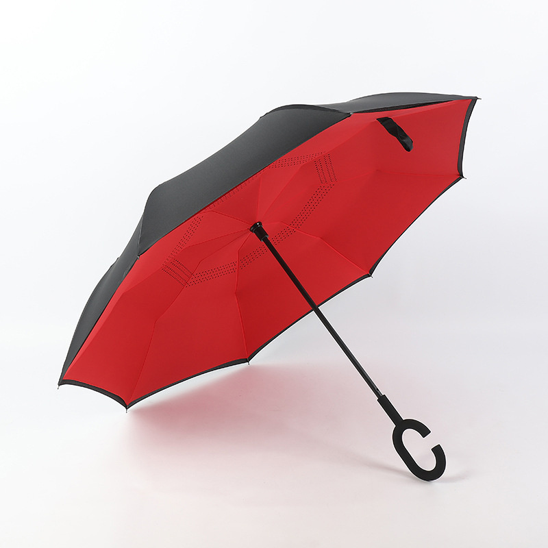 Hands Free C Handle Double Layer Upside Down Car Reverse Inverted Umbrella Big Windproof Rain Outdoor Umbrella