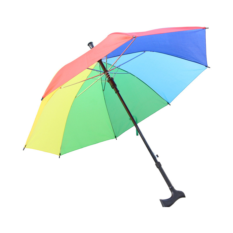 Manufacturer's direct sales of multi-functional elderly walking sunshade anti slip handle walking stick and customized umbrellas