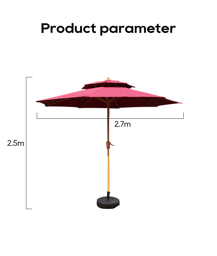 Double roof crank open outdoor garden umbrella large stall sun protection sunny courtyard cafe terrace sun umbrella