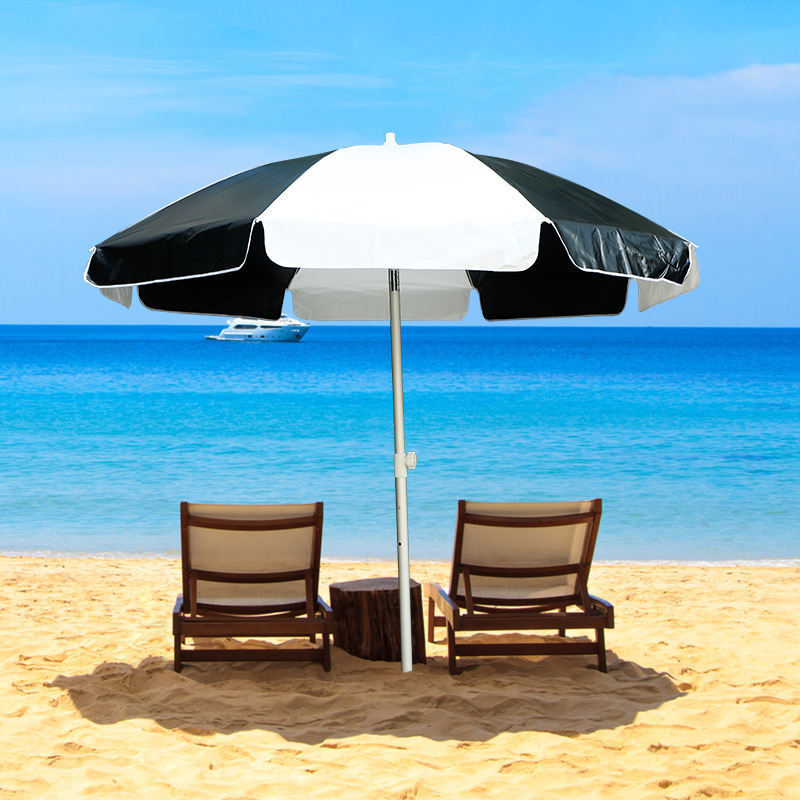 Big size luxury black and white aluminum foldable outdoor patio parasols beach umbrella