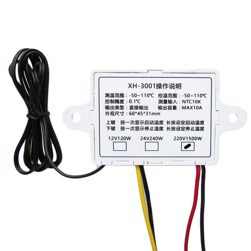 XH-W3001 DC 12V 10A Digital LED Display Temperature Controller Thermometer  Regulator Switch