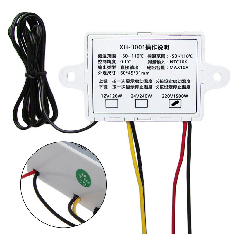 XH-W3001 DC 12V 10A Digital LED Display Temperature Controller Thermometer  Regulator Switch