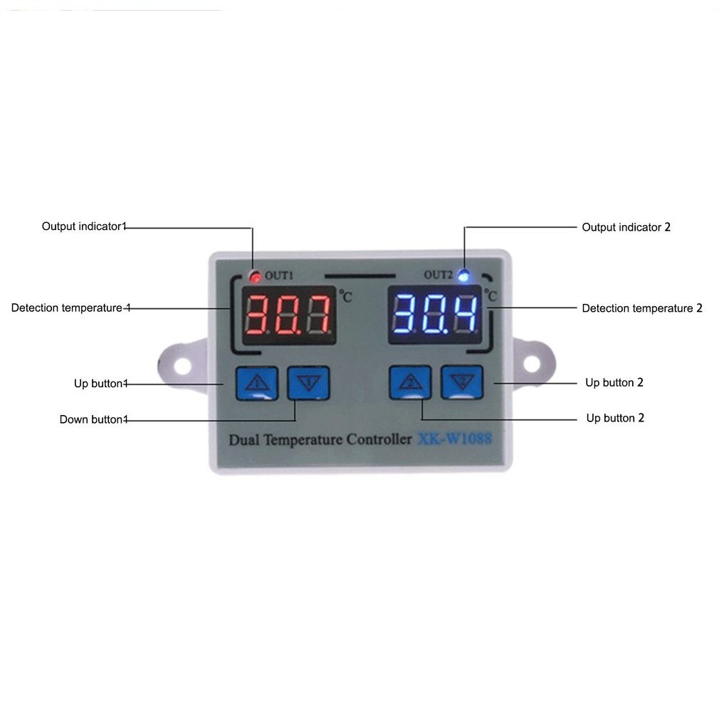 XK-W1088 digital display intelligent double control electronic temperature controller adjustable temperature controller switch