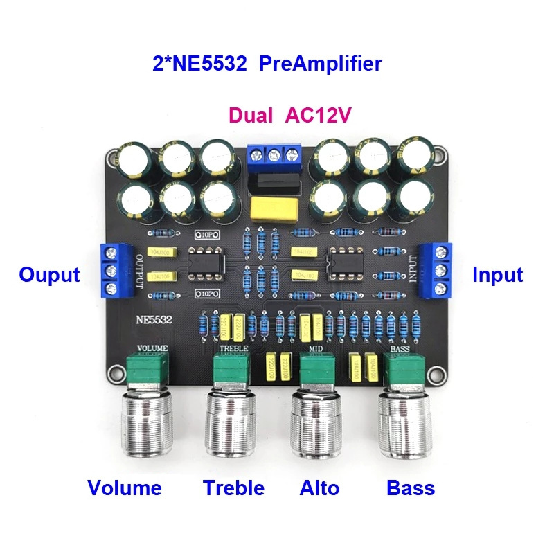 Audio HiFi Amprifier Dual NE5532 Tone Equalizer Preamp Stereo Preamplifier Board Treble Bass Tone Control Pre Amplifier