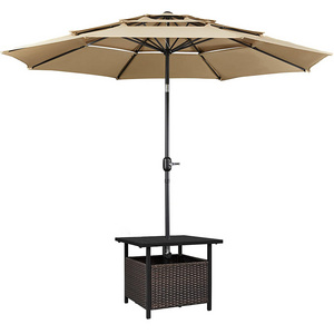 Outdoor Furniture Umbrella Table Stand with Hole Table Base Garden Side Table Bistro Set Black White