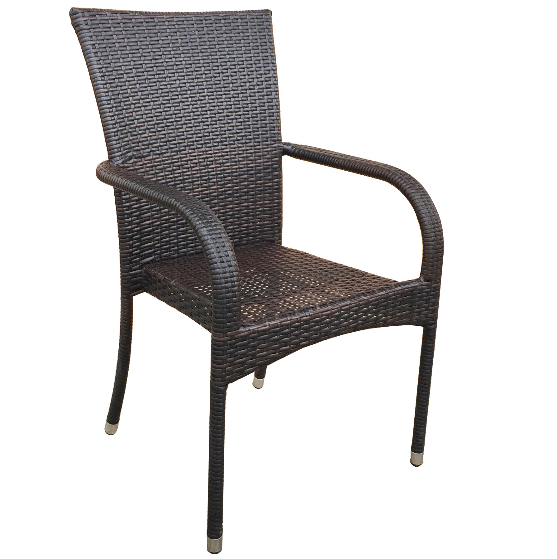 Outdoor Garden Chair Steel Frame Rattan Dining Stacking Chair Contemporary Weather Resistant PE Rattan Wicker Chair