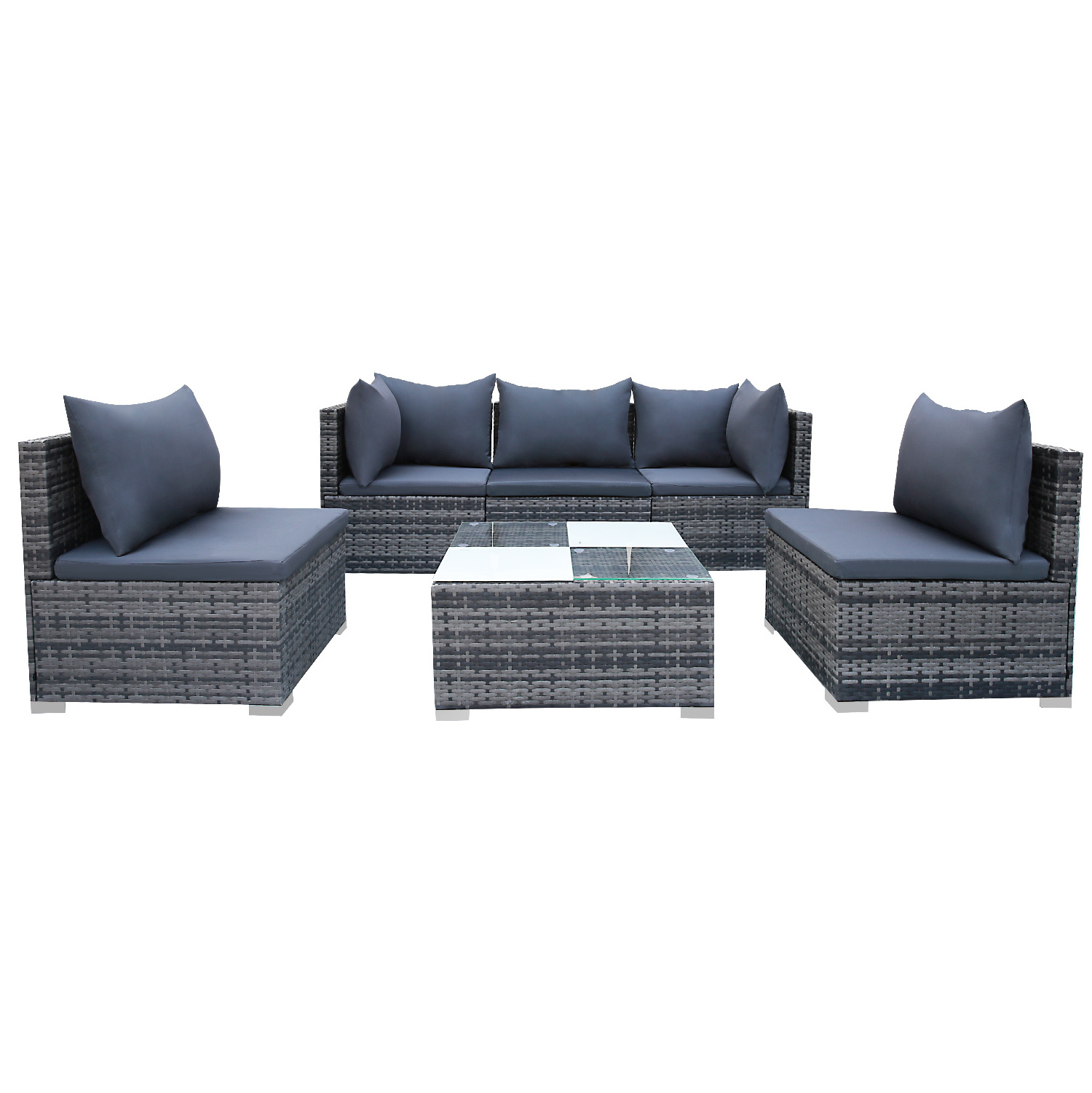 Promotion Item Conversation Leisure Furniture Rattan Corner Free Combination Lounge  Outdoor Garden Sofas Grey