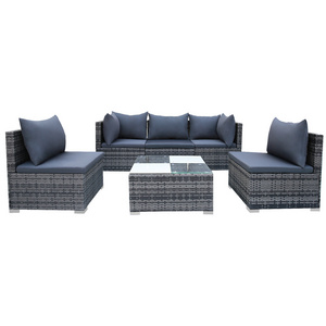 Promotion Item Conversation Leisure Furniture Rattan Corner Free Combination Lounge  Outdoor Garden Sofas Grey