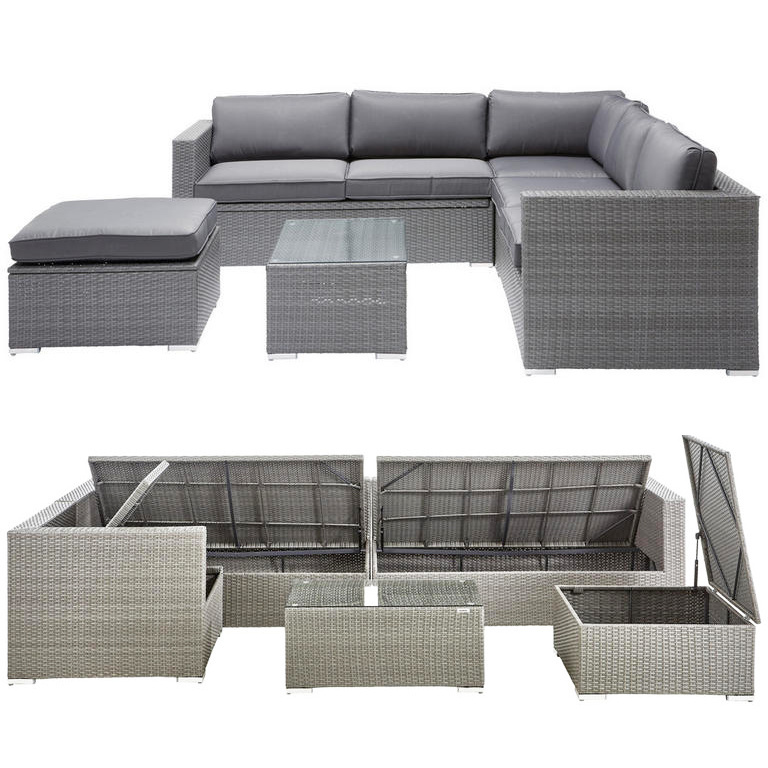 High Grade Outdoor Furniture 5 pieces Set Storage Lounge Indoor Outdoor Rattan Sectional Sofa