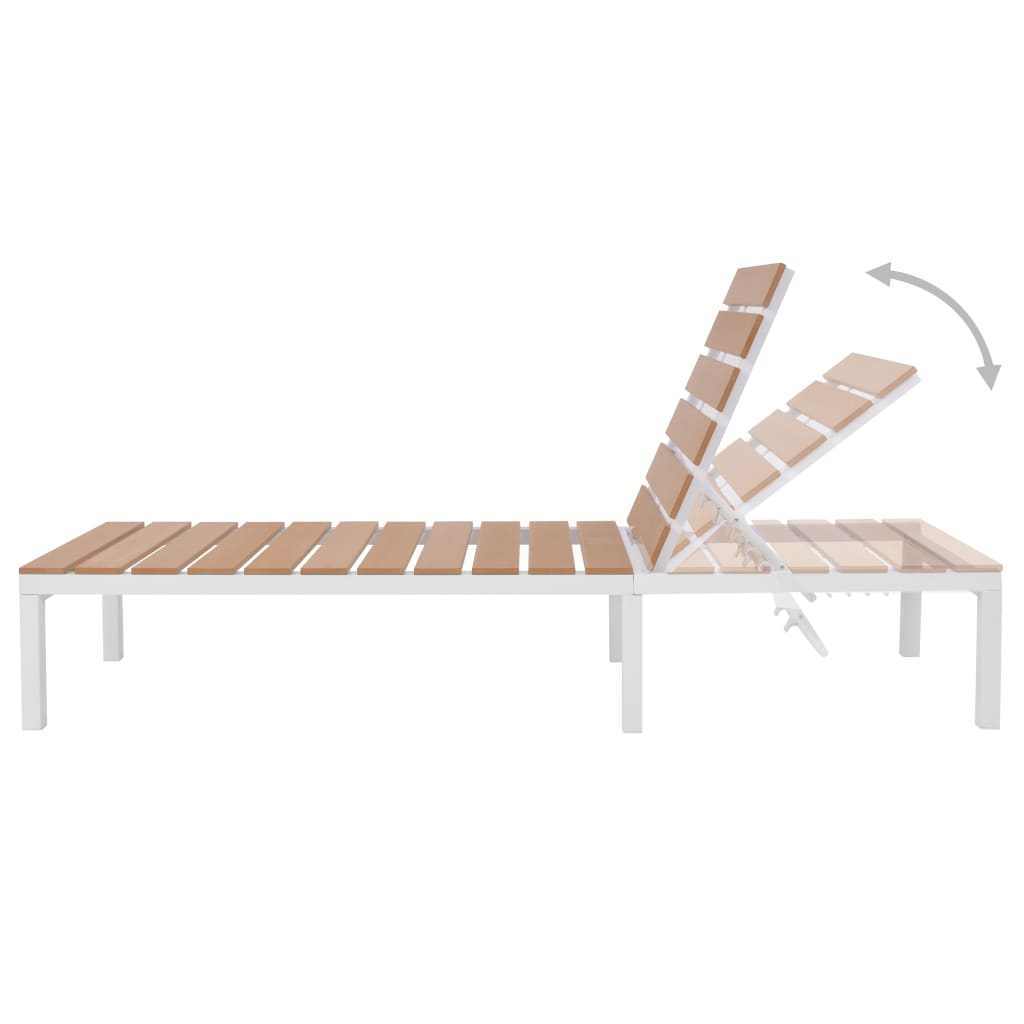 Swimming Pool Chaise Lounge Plastic Wood Outdoor Furniture Sun Lounge Chair Seat Beach Aluminium Surface Packing Modern