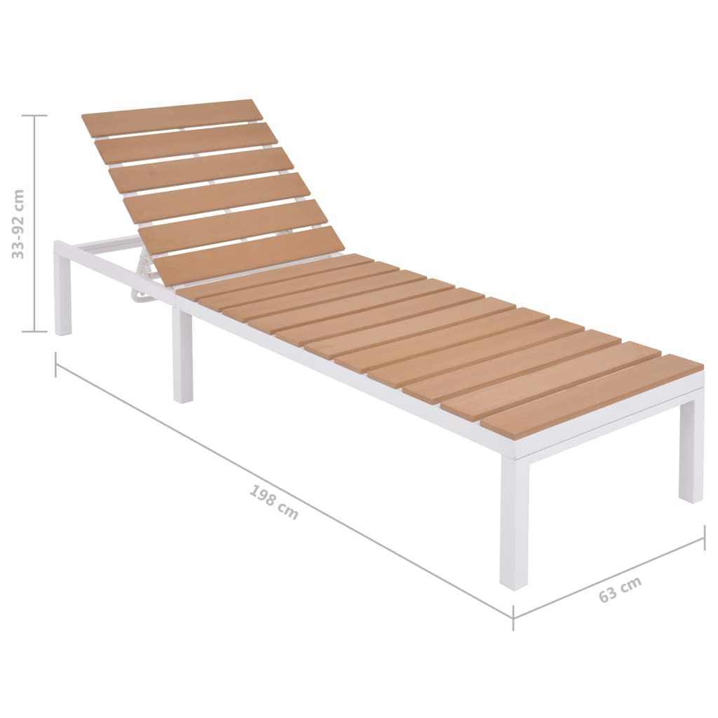 Swimming Pool Chaise Lounge Plastic Wood Outdoor Furniture Sun Lounge Chair Seat Beach Aluminium Surface Packing Modern