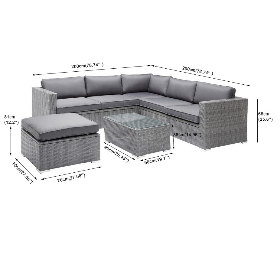 High Grade Outdoor Furniture 5 pieces Set Storage Lounge Indoor Outdoor Rattan Sectional Sofa