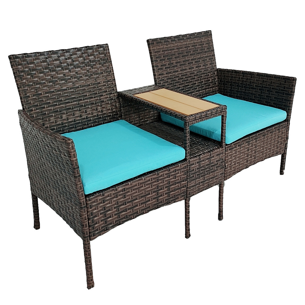 Rattan Garden Chair Wicker Garden Rattan Sofa Patio Outdoor Rattan Furniture Wicker Conversation Set(Set of 2,Brown)